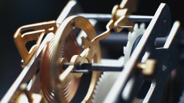 Rotating gears mechanical watches. Pendulum clock. 4K