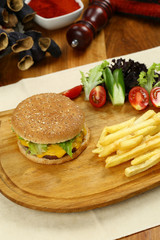 Cheeseburger and french fries