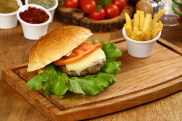 Cheeseburger and french fries