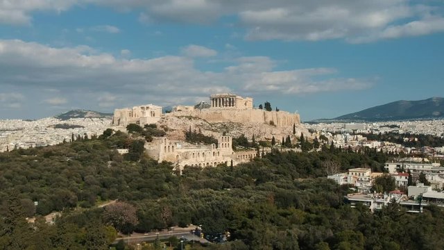 Drone footage of Acropolis in Athens, Greece