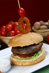 Burger with onion ring