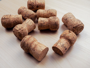 a lot of champagne corks as the background or substrate, for wine