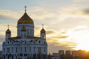 the city of Christ the Savior temple during sunset