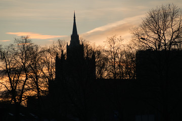 Fototapeta premium cityscape Foreign Ministry building at sunset