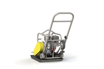 Fototapeta premium 3D modeling of a construction vibration plate with a two-stroke internal combustion engine.