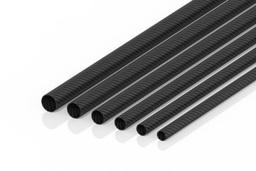 Carbon fiber tubes 3d rendering on the model pipes is not a white background.