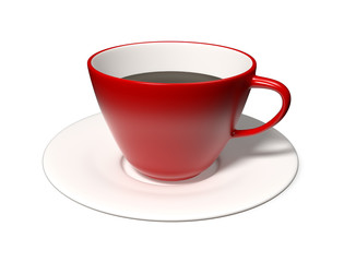 Red cup of coffee or tea