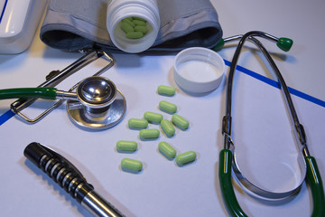 Concept medical treatment for diabetes and High blood pressure, blood pressure monitor And measure...