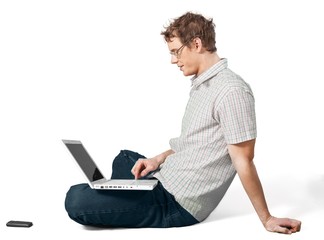 man using his laptop