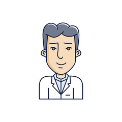 Vector character illustration of man face in cartoon linear