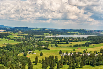 View of the Landscape and Forggensee Lake from Neuschwanstein Castle in Fuessen