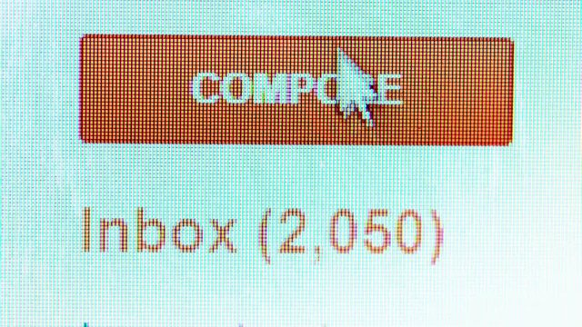Mouse cursor clicking the email compose button