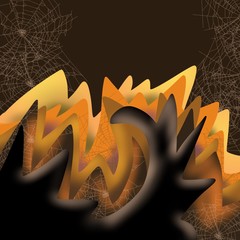 Halloween 3D  design of overlapping color layers spiderwebs, spooky bats, space for text, great for invitation,