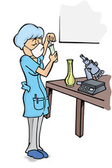 Mujer quimica en laboratorio