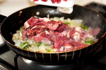 Cooking lamb meat