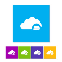 Obraz premium Cloud Database Icon : Cloud Computing Concept in flat style. Orange, purple, magenta, violet, yellow, green and blue color buttons