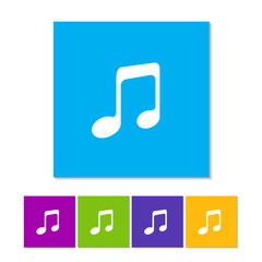 Music icon, illustration. Flat design style. Orange, purple, magenta, violet, yellow, green and blue color buttons