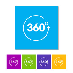 Angle 360 degrees sign icon. Geometry math symbol. Full rotation. Orange, purple, magenta, violet, yellow, green and blue color buttons