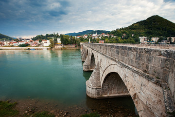 Fototapeta na wymiar The Ottoman Mehmed Pasa Sokolovic Bridge in Visegrad, Bosnia Herzegovina.