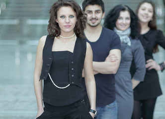 portrait of successful business team in the background of the office.