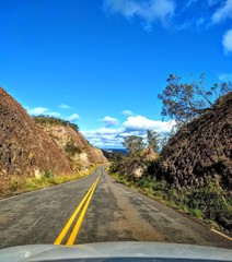 blue sky beautifying the road