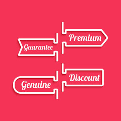 ribbons banners with slogans guarantee, premium and discount. Creative design