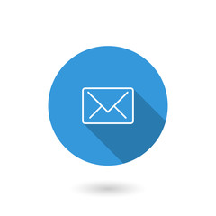 Email icon. Concept representing email, envelope, illustration. Flat icon with long shadow