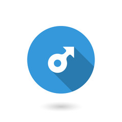 Male sign icon. Male sex button. Circle flat button with shadow. Modern UI website navigation.