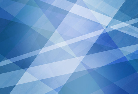 modern blue abstract design of thick and thin white stripes layered in angles and lines on faint textured blue background