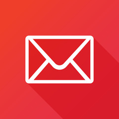 Envelope Mail icon, illustration. Modern flat icon with long shadow effect