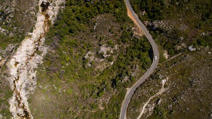 Aerial views over the Bainskloof pass in the boland region in the western caoe of south africa