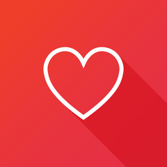 Heart icon illustration. Flat design style with long shadow