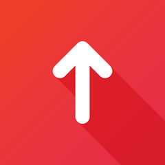 Up straight arrow icon. Modern design flat style icon with long shadow effect