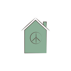 house with peace sign sketch style icon. Element of peace hand drawn icon. Premium quality graphic design icon. Signs and symbols collection icon for websites and web design