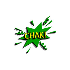 Comic speech bubble with expression text chak. Vector bright dynamic cartoon illustration in retro pop art style isolated