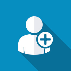 User profile sign web icon with plus glyph. illustration design element