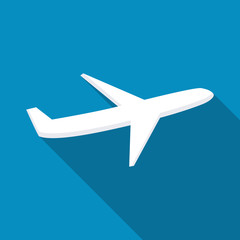 Airplane icon. Modern flat icon with long shadow effect