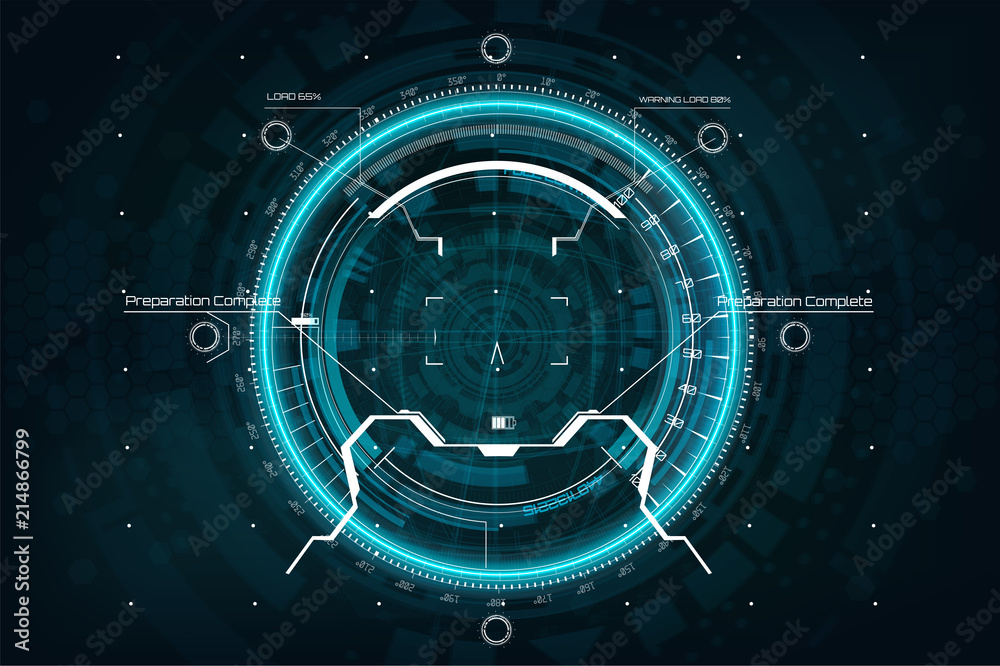 Poster Crosshair in futuristic style. Gui aim. Futuristic User Interface element. Gadget , HUD vector
