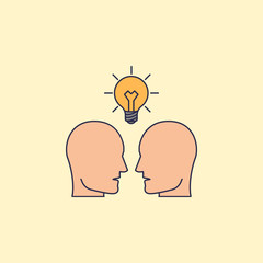 people and a light bulb above them fild outline icon. Element of idea and solutions for mobile concept and web apps. Fild outline icon for website design and development