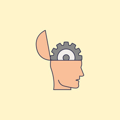 head with a gear fild outline icon. Element of idea and solutions for mobile concept and web apps. Fild outline icon for website design and development