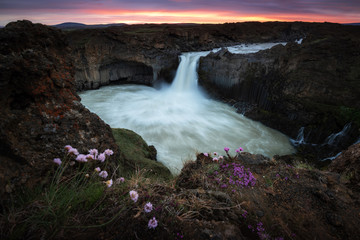 Fototapeta premium Aldeyjarfoss waterfalls is situated in the north of Iceland.