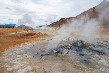Namafjall geothermal area in North of Iceland. - 214869335