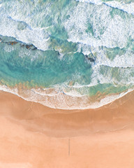 Aerial View of Waves and Beach Along Great Ocean Road, Victoria, Australia at Sunset