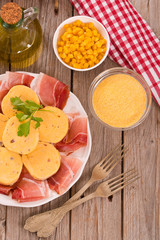 Speck ham and polenta.