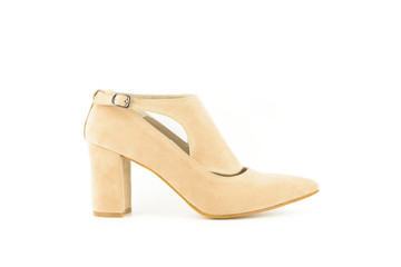 woman heel shoes white background 
