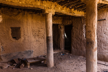 The interior of the abandoned traditional Arab mud brick house, Al Majmaah, Saudi Arabia