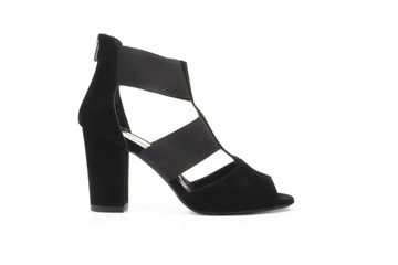 woman heel shoes white background 