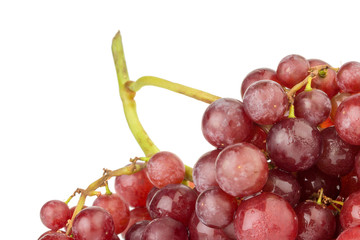 grapes seedless red with water drop isolated on white background