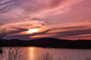 Obraz premium Blue Marsh Lake sunset