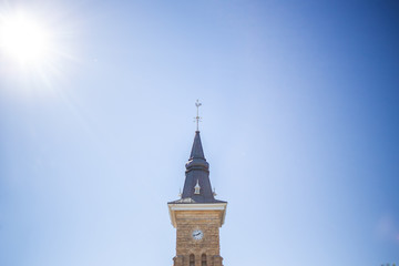Close up image of an old dutch reformed church in a Small Karoo town in South Africa